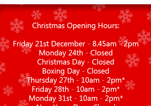 Christmas Opening Hours