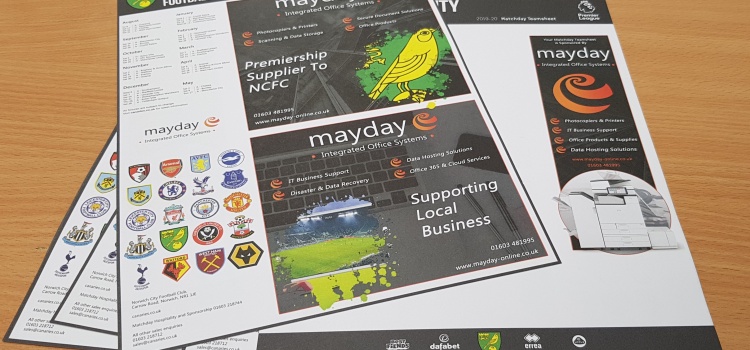 Mayday Design and Sponsor 2019/2020 NCFC Matchday Team Sheets